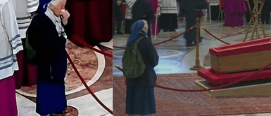 La emotiva despedida de Sor Geneviève. La emotiva despedida de Sor Geneviève: rompió el protocolo para rezar ante el féretro del papa Francisco