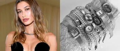 Hailey Bieber marca un nuevo hito en Miami con un vestido confeccionado con correas de relojes Hailey Bieber revoluciona la moda en Miami con un vestido de correas de relojes