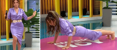 Janet Barboza demuestra sus dotes en el baile y termina haciendo planchas Janet Barboza demuestra sus dotes en el baile y termina haciendo planchas