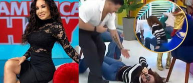 Janet Barboza sufre aparatosa caída en América Hoy Janet Barboza sufre aparatosa caída en América Hoy tras broma pesada de La Pánfila