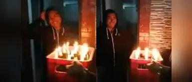 Jóvenes viral Jóvenes sorprenden a su amigo con una caja de cerveza a modo de ‘torta’ mientras le cantan “Happy Birthday”