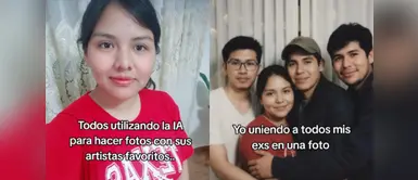 Tiktok Viral Joven es viral por juntar a sus 3 exparejas en una foto creada con IA y queda sorprendida: “Medio se parecen”