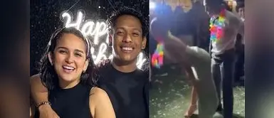 Novio de Daniela Darcourt Novio de Daniela Darcourt genera revuelo por baile subido de tono con otra mujer en plena fiesta