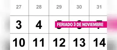 ¿Perú tendrá un feriado largo este fin de semana? Conoce si el 3 de noviembre es día libre ¿Es feriado el lunes 3 de noviembre? Esto dice el diario El Peruano sobre un descanso extra