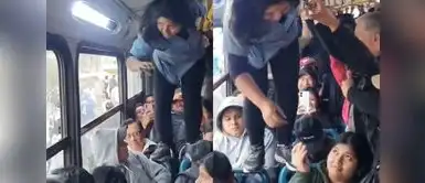 Viral en redes: cobradora desafía el caos y camina sobre los asientos para cobrar ¡VIRAL! Cobradora se trepa por los asientos del microbús para cobrar pasaje en un vehículo lleno: “Nadie se escapa”