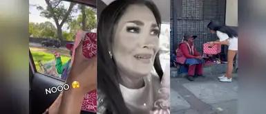 Michelle Soifer comparte espíritu navideño con canastas, pero vendedora ambulante la rechaza. Michelle Soifer sale a repartir canastas por Navidad, pero vendedora ambulante la rechaza : "Gracias, pero no"