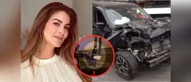 Laura Spoya: Exponen a misterioso joven retirando objetos del vehículo de la exmodelo tras violento choque. Captan a misterioso joven retirando objetos de la camioneta de Laura Spoya tras fuerte choque: esto se observa