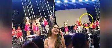 Thamara Gómez ENFURECE EN EL ESCENARIO y le tira agua a mujer Thamara Gómez enfurece en el escenario y le tira una botella a mujer
