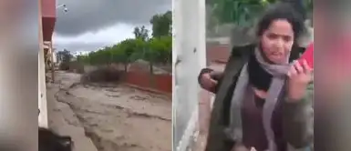 Menos mal no se convirtió en una tragedia. ¡EN EL PRECISO INSTANTE! Mujer casi es arrastrada por huaico en Arequipa mientras transmitía en vivo