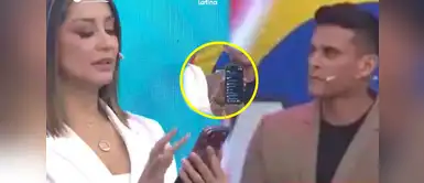 Karla Tarazona sorprende a Christian Domínguez revisando su celular Karla Tarazona LE REVISA el celular a Christian Domínguez y QUEDA FRÍA con lo que encontró: "¿Tienes más...?"