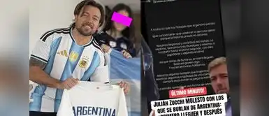Julián Zucchi expresó su enojo. Julián Zucchi lanza fuerte comentario tras la caída de Argentina y usuarios creen que fue una indirecta para Perú