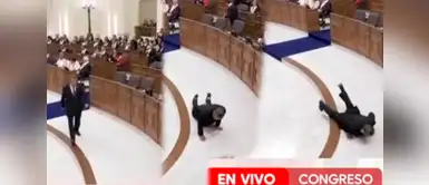 Absalón Vásquez sufre fuerte caída Senador Absalón Vásquez sufre ESTREPITOSA CAÍDA en vivo tras tropezar antes de su juramentación: "Tendido en el piso"