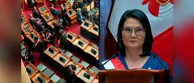 Keiko Fujimori reacciona tras ser abandonada Keiko Fujimori reacciona así tras el retiro de la oposición durante su discurso de toma de mando