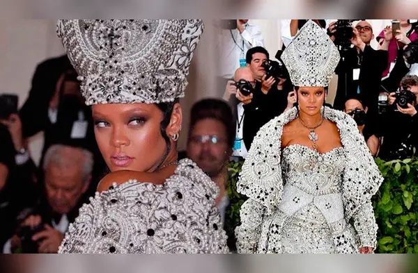 La cantante de Barbados hizo espectacular entrada al Met Ball 2018. wapa.pe