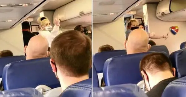 Aeromoza baila tras expulsar a pasajeros que no usaban mascarillas contra la COVID-19 wapa.pe