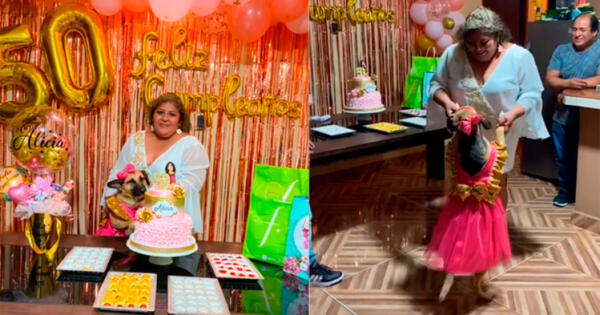 Mujer conmueve en redes sociales al bailar con su perra en su cumpleaños