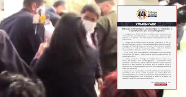 Colegio de Periodistas de Lima condena agresión a reporteros y acudiría a instancias internacionales