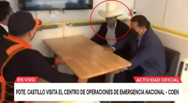 Pedro Castillo se sujetó con fuerza ante la potencia del movimiento (Foto: Captura TV Perú) wapa.pe