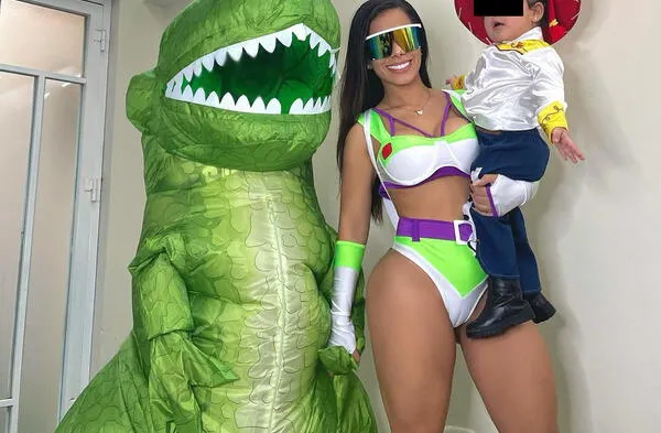Vanessa López y sus hijos se vistieron de personajes de Toy story. Foto: Instagram/Vanessa López