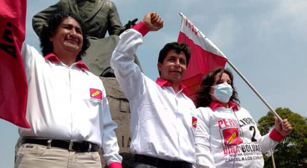 Dina Boluarte, Pedro Castillo y Vladimir Cerrón.