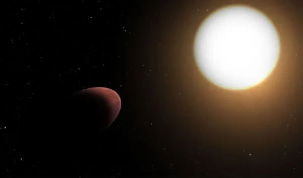 El planeta WASP-103b ha sido deformado por las fuerzas de marea de su estrella anfitriona. Foto: ESA