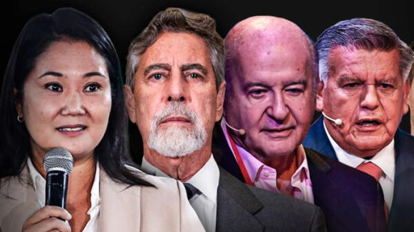 Keiko Fujimori, Francisco Sagasti, Hernando de Soto y César Acuña.