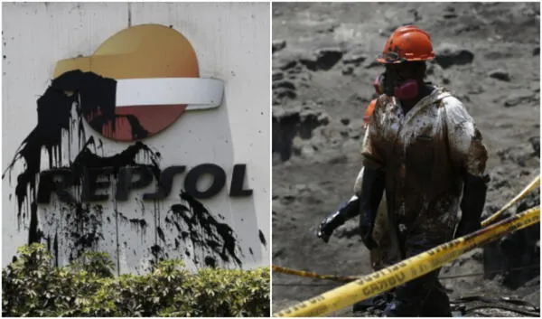 Logo Repsol, derrame de petróleo.