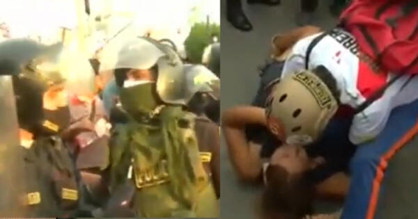 Policías, Manifestante desmayada