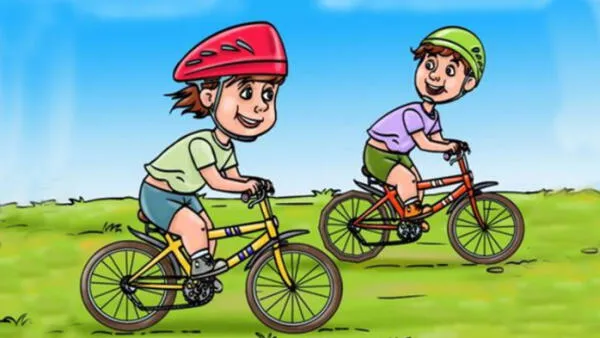 reto visual Niños manejando bicicleta