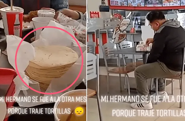 Su familia llevó tortillas al KFC y él abandona la mesa: ¿Le dio vergüenza?