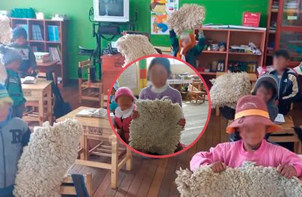 Huancayo: Escolares asisten a clases con pellejos de oveja FRÍO