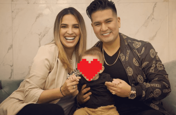 Cassandra Sánchez de Lamadrid junto a Deyvis Orosco y su hijo Milán