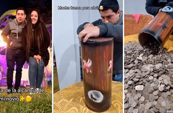 Viral: Ayuda a su pareja rompiendo su alcancía, la llevan al banco y se sorprenden con el monto final wapa.pe