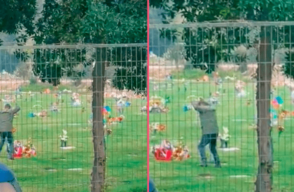 Captan a hombre bailándole a tumba en cementerio: "Me dolió el alma ver esto"