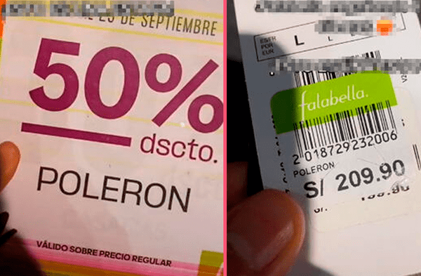 Joven se percata de "estafa" en Saga Falabella en el Día del Shopping: "Pusieron un nuevo sticker"