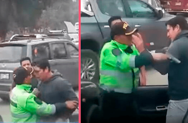 Comas: policía usa su arma para golpear a conductor que se resistió a ser intervenido