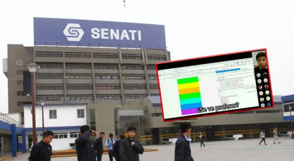 Senati estudiante comparte pantalla en clase virtual