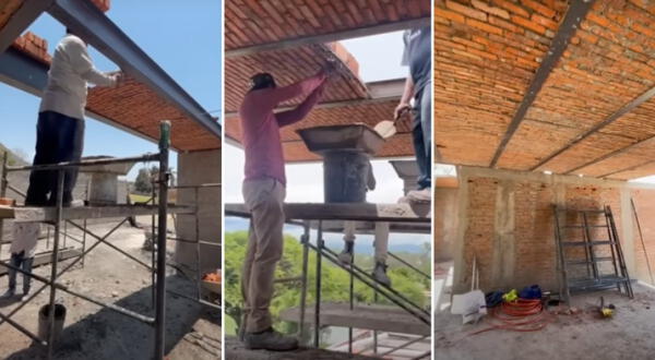 TikTok Viral construccion albañiles desafian a la gravedad ver video