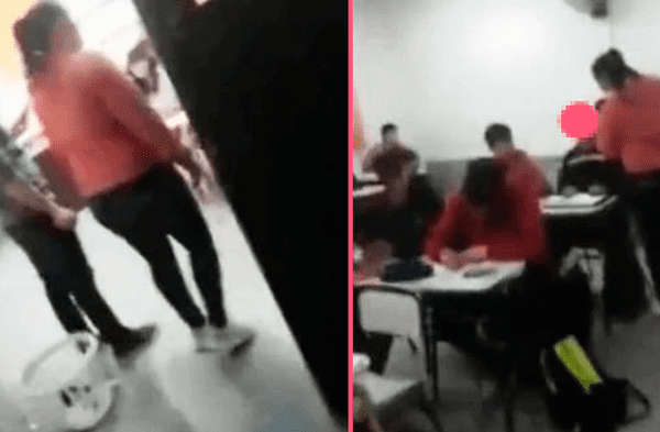Captan a mujer agrediendo a menor en colegio de Argentina tras supuesto caso de bullying.
