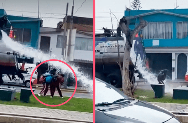 Escolares se divierten jugando carnavales con aguas residuales de camión municipal wapa.pe