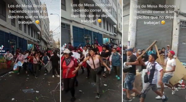 Crisis politica comerciantes de Mesa Redonda corretean con palos a manifestantes