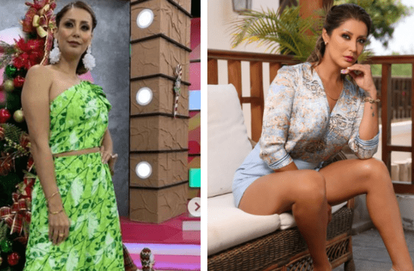 Karla Tarazona en dos fotos con poses diferentes