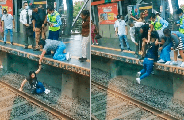 Joven cae en rieles del Metro de Lima y peruanos se unen para ayudarla.