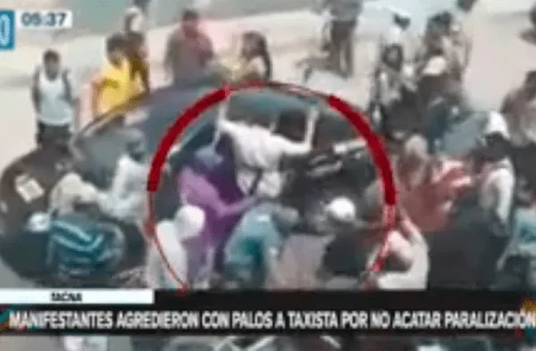 Tacna: Manifestantes atacaron con palos a taxista tras no acatar paralización