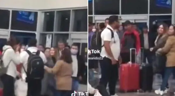 Mujer descubre a la amante de su esposo en aeropuerto y la encara tiktok