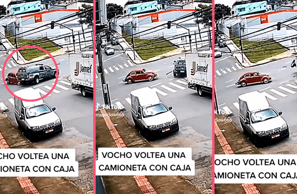 'Vocho' topa a camioneta y 4x4 se voltea: "Es que son carros de la Segunda Guerra Mundial" wapa.pe