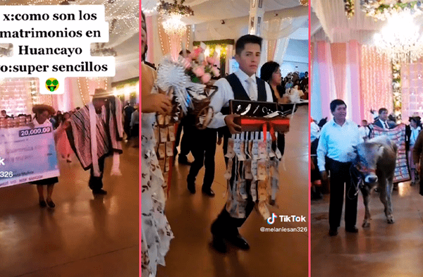 Invitados sorprenden con ostentosos regalos en boda en Huancayo