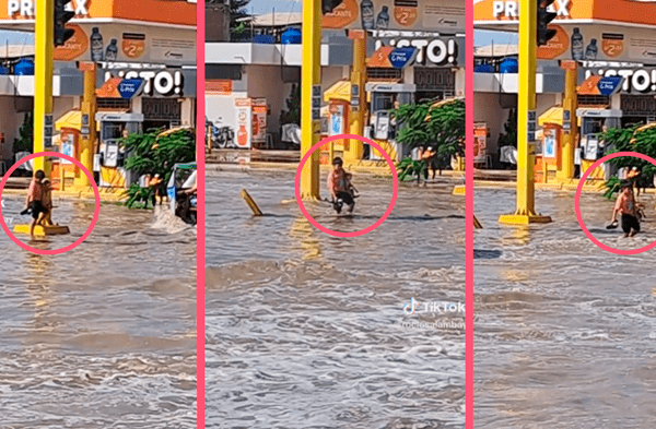 Niño se enfrenta a inundaciones en Piura con tal de salvar a su perrito
