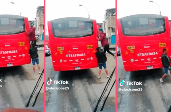 Delincuentes hacen ‘patita de gallo’ para robar celular por la ventana de bus alto a pasajero