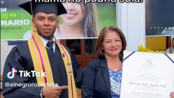 El joven recordó a su papá durante la graduación. wapa.pe